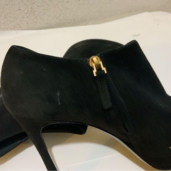 Yves Saint Laurent Paris Black Suede zip Booties Size 37.5 - Picture 7 of 16